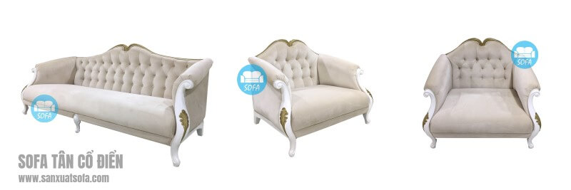 Sofa Tân cổ điển MS-002 gỗ tự nhiên Tần bì, bọc nỉ cao cấp nhập khẩu tại chung cư Dplex Thanh Xuân, Hà Nội sofa tân cổ điển