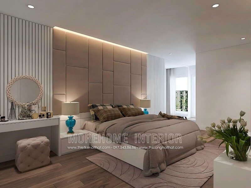 Mẫu giường ngủ gỗ bệt giá rẻ tại Hà Nội hoàn thiện bởi Morehome được nhiều khách hàng cũng như chủ đầu tư đánh giá cao về kiểu dáng và công năng trong quá trình sử dụng